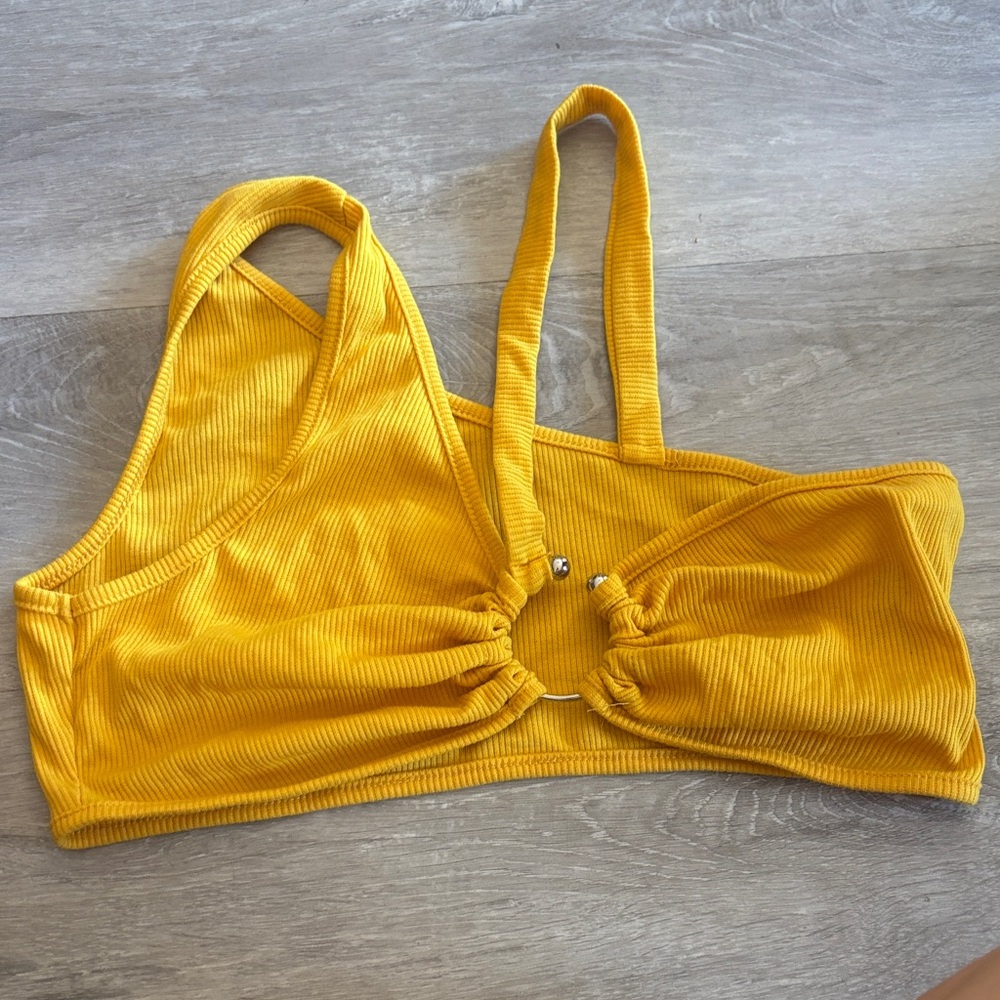 SHEIN Yellow Ribbed Crop Top